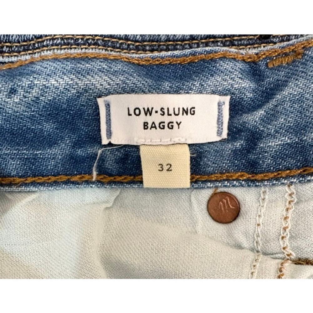 Madewell Low Slung Baggy Jeans Sz 32 NS198 Distressed Wide Leg Button Fly Cotton - Picture 10 of 13
